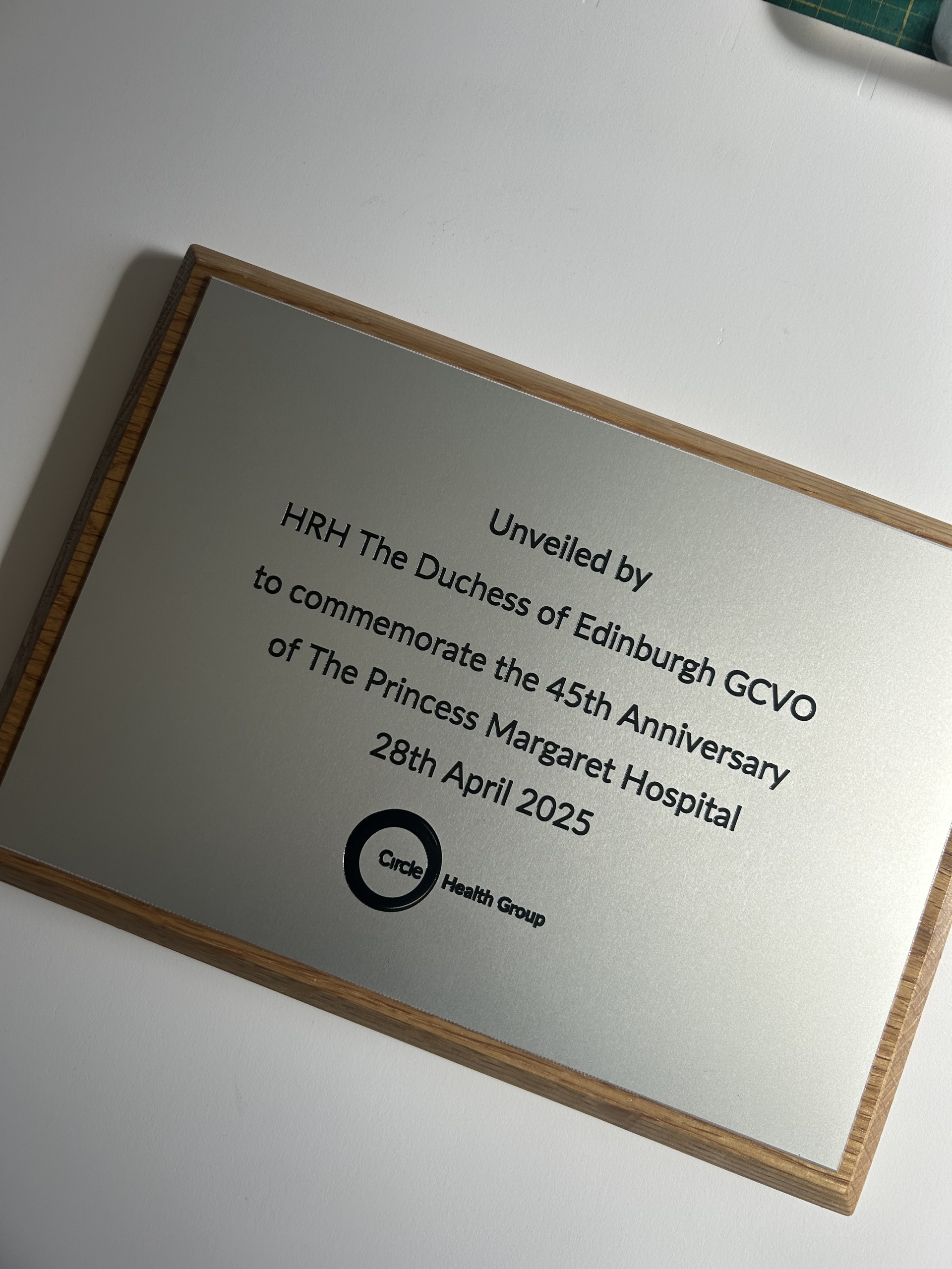 A plaque commemorating the 4th anniversary of The Princess Margaret Hospital.